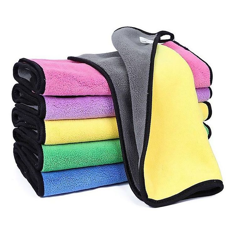 600gsm multicolor pack of 5 car wash cloth, microfiber towel for car